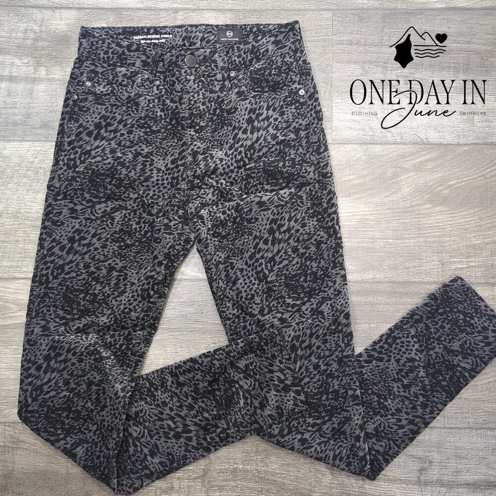 AG Adriano Goldschmied Farrah Skinny Ankle Jeans Animal Print NWT Size 26 (2)